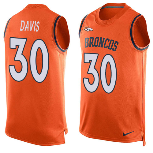 Men's Limited Terrell Davis Nike Jersey Orange - #30 Player Name & Number Tank Top NFL Denver Broncos